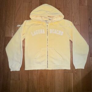 Laguna Beach Zip-Up Hoodie Jacket in Pale Yellow